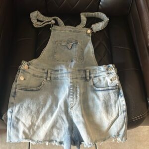 Vintage Guess Overall Shorts Womens Large  Denim Jean USA